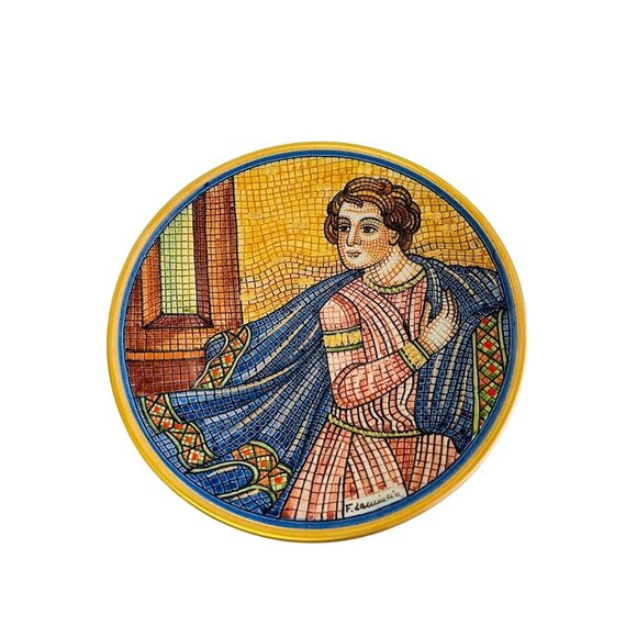 Hand Painted Veneto Flair Decorative Plate 1986 Giuseppe il Mantello by Franco L - Picture 3 of 11